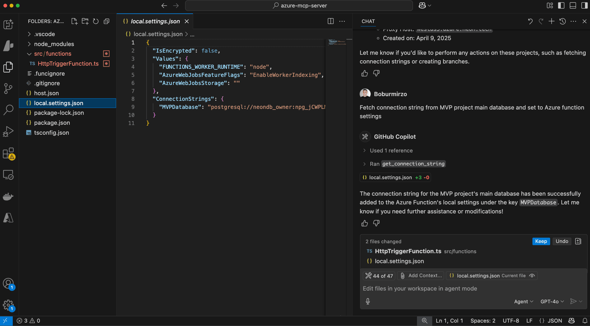 Fetch data from Neon in GitHub Copilot